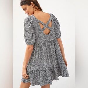 Anthropologie Daily Practice Flounced Cross Back Knit Mini Dress Large